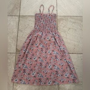 Floral Pink Dress boho smocking top size small